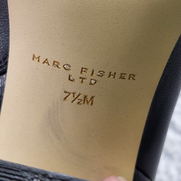 Marc Fisher LTD Yanara Pointed Toe Bootie high-heel black leather boot size 7.5 - Picture 8 of 9